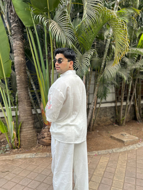 DROP SHOULDER EMBROIDERED SHIRT