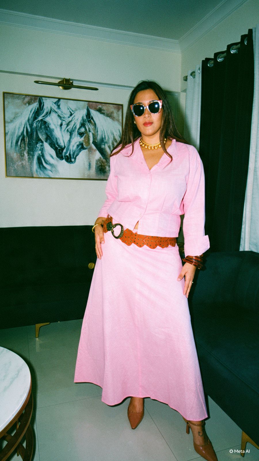 LINEN SHIRT & SKIRT SET