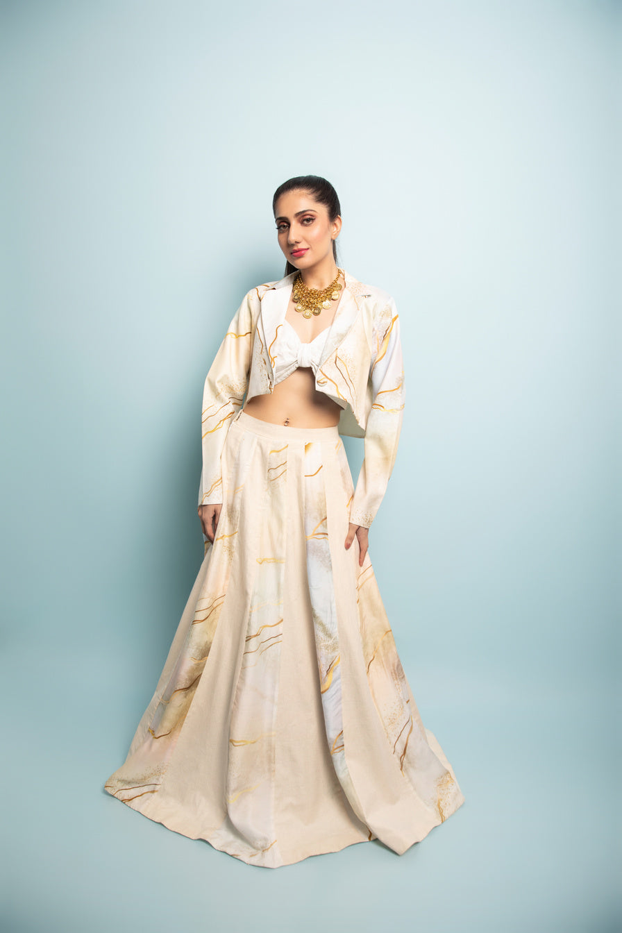 MARBLE PRINT LENGHA BLAZER