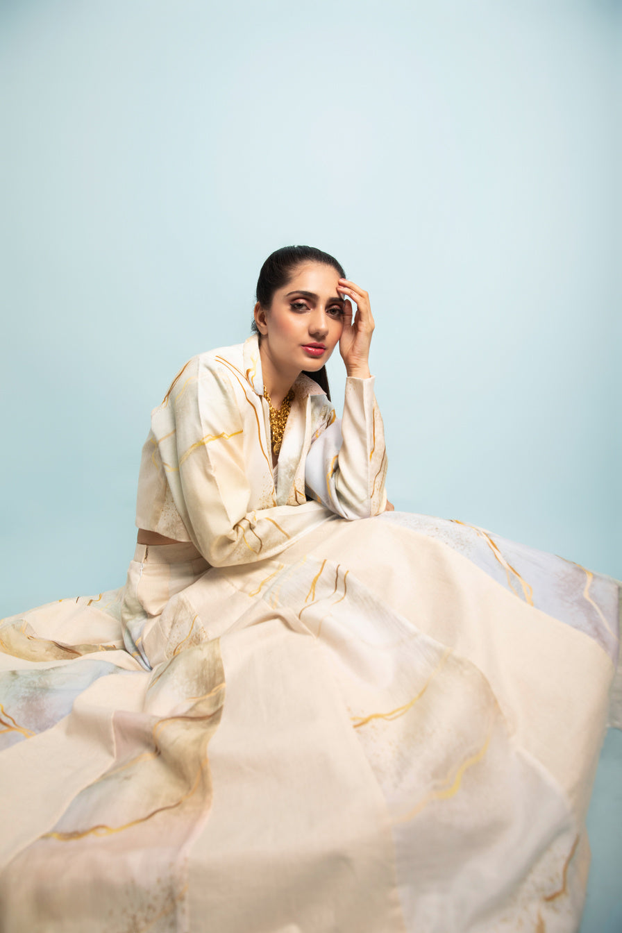 MARBLE PRINT LENGHA BLAZER