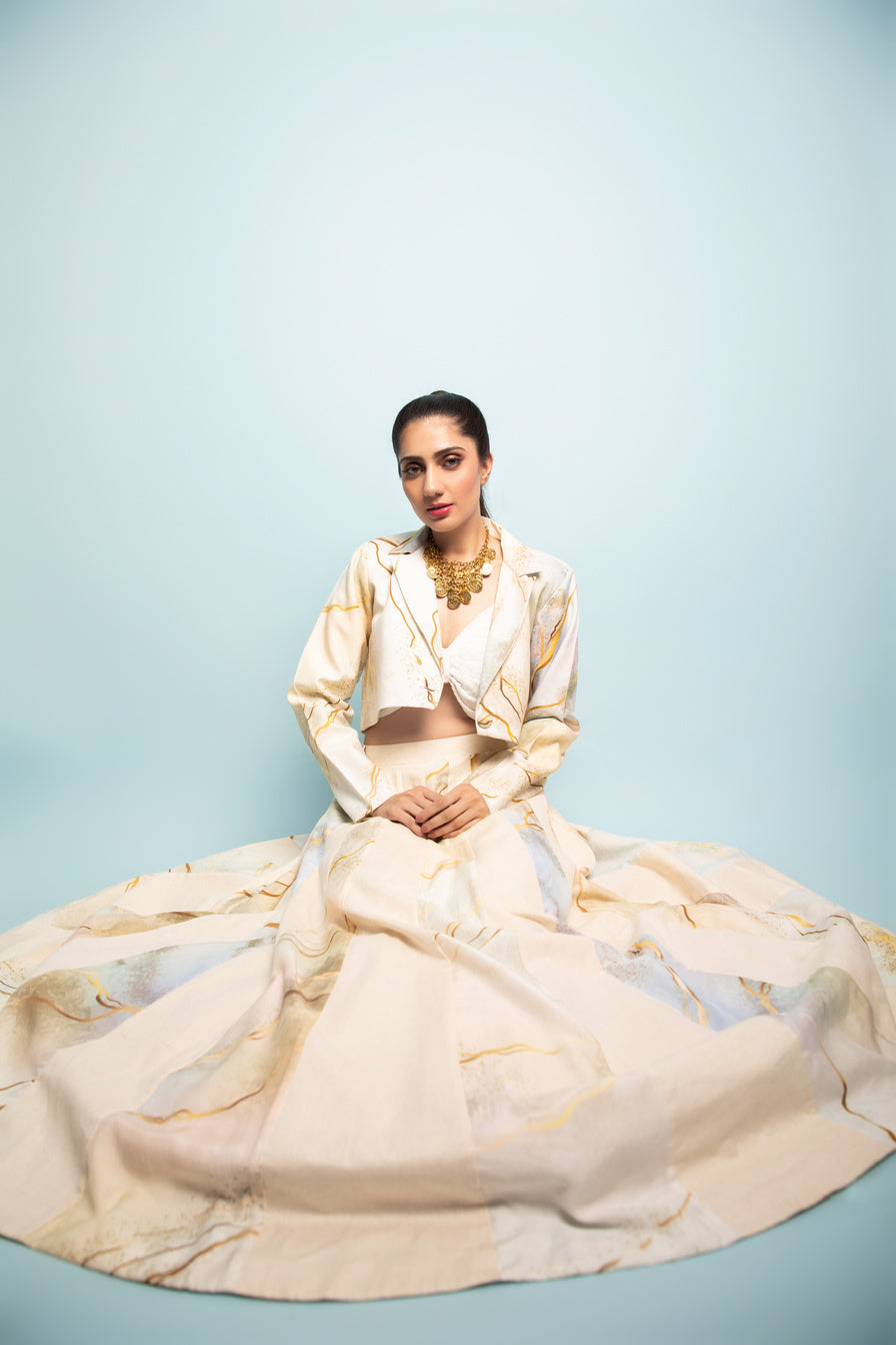 MARBLE PRINT LENGHA BLAZER