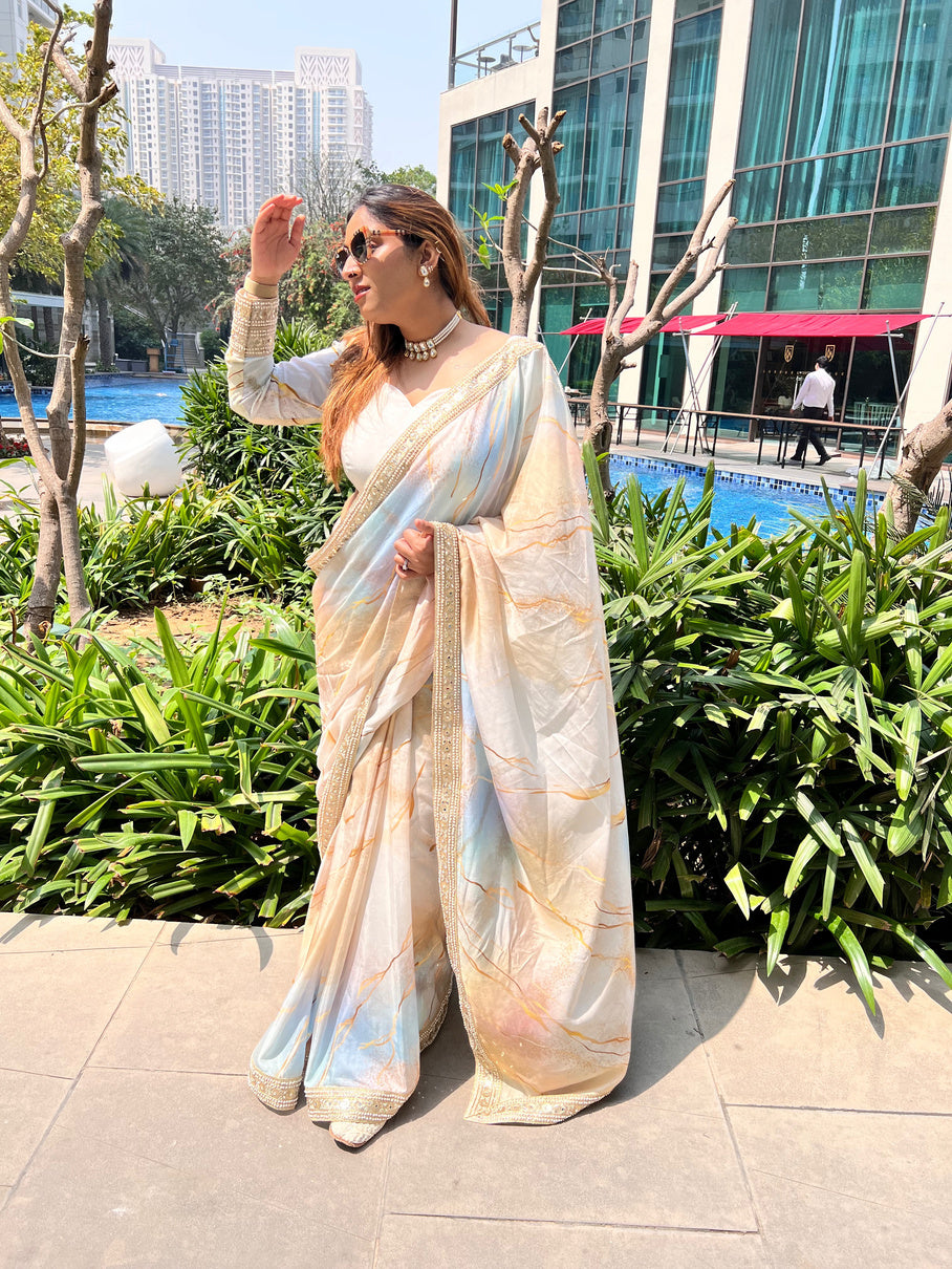 MARBLE PRINT SAREE